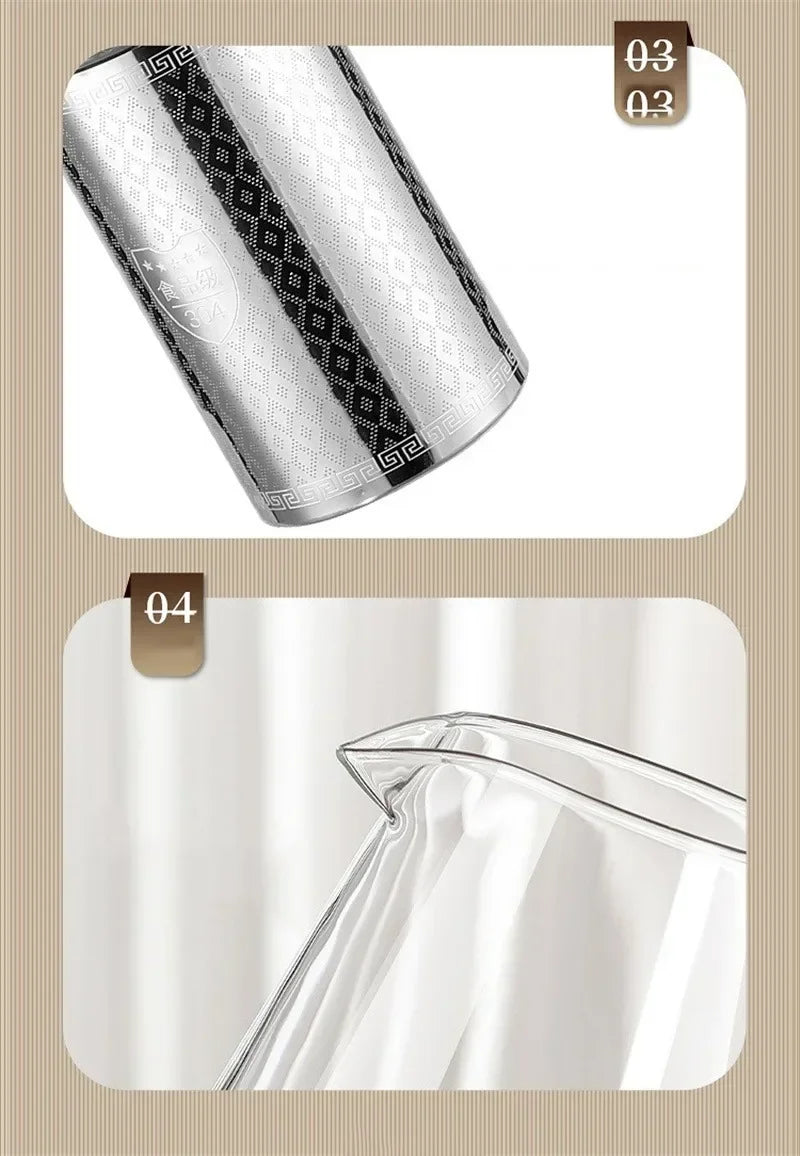 Elegant teapot made of heat-resistant glass with a stainless steel filter