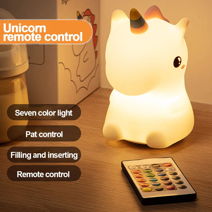 LumiEinhorn LED Night Light | Rechargeable & Touch Control | Magical Lighting for Children's Rooms