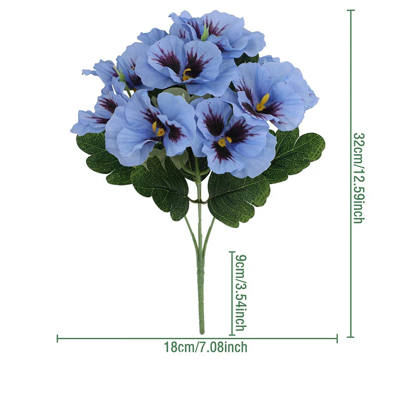 Elegant Artificial Pansies | 5 Stems for Events and Decoration