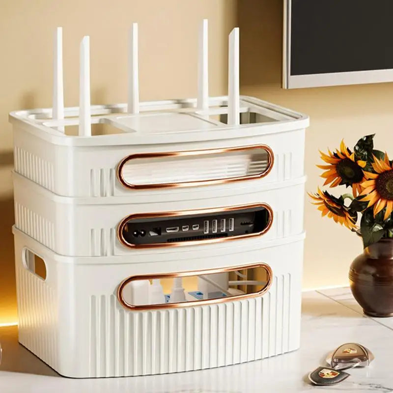 Staubdichte Aufbewahrungsbox für Router – Dekorativer Organizer
