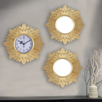 Timeless Wall Clock and Mirror Set – Elegant Design in Antique Gold