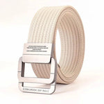 FlexiBelt | Unisex Canvas Gürtel – Doppelt Metallring Schnalle, Verstellbar