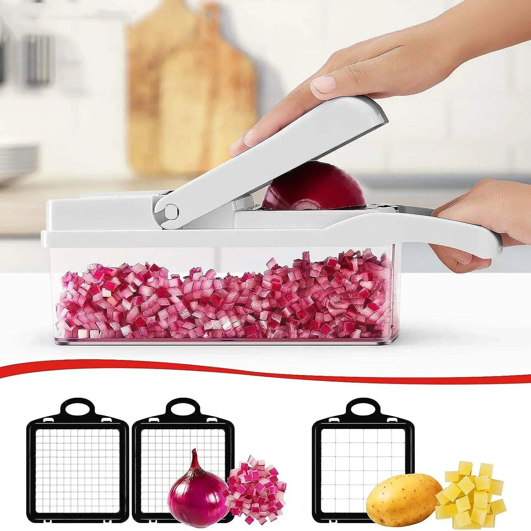 Küchenprofi | 12-in-1 Vegetable Chopper | 7 Stainless Steel Blades, Non-Slip & BPA-Free | For Versatile Vegetable Preparation
