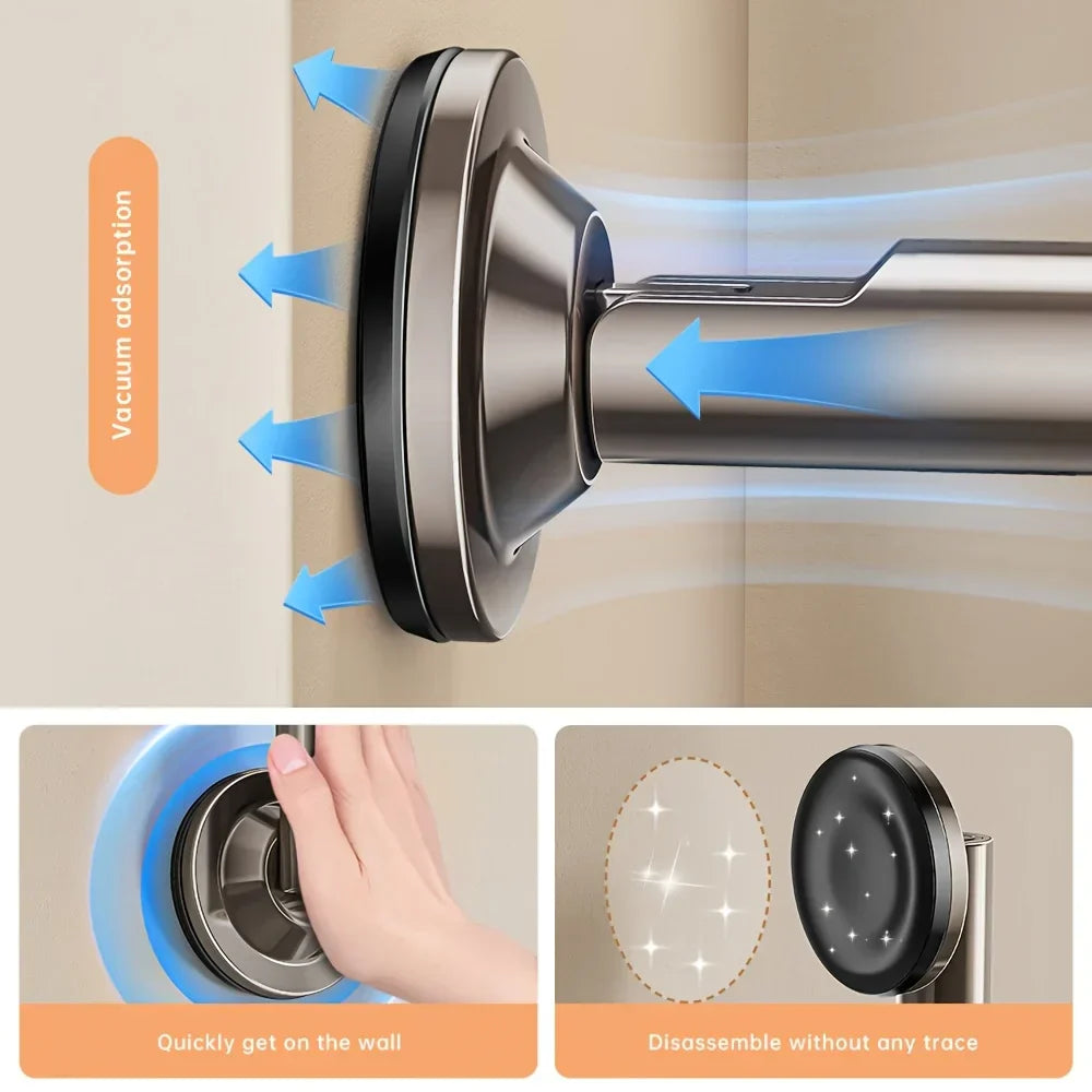 FlexoHalter | Telescopic Clothes Hanger with Suction Cup | No Drilling Required | Ideal for Bathroom, Hallway & Balcony