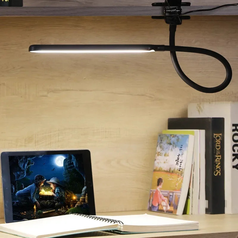 FlexiBright LED-Klemmleuchte | 3 Lichtmodi & 10 Helligkeitsstufen | USB-betrieben | Flexibler Arm | Augenschonend & Dimmbarkeit