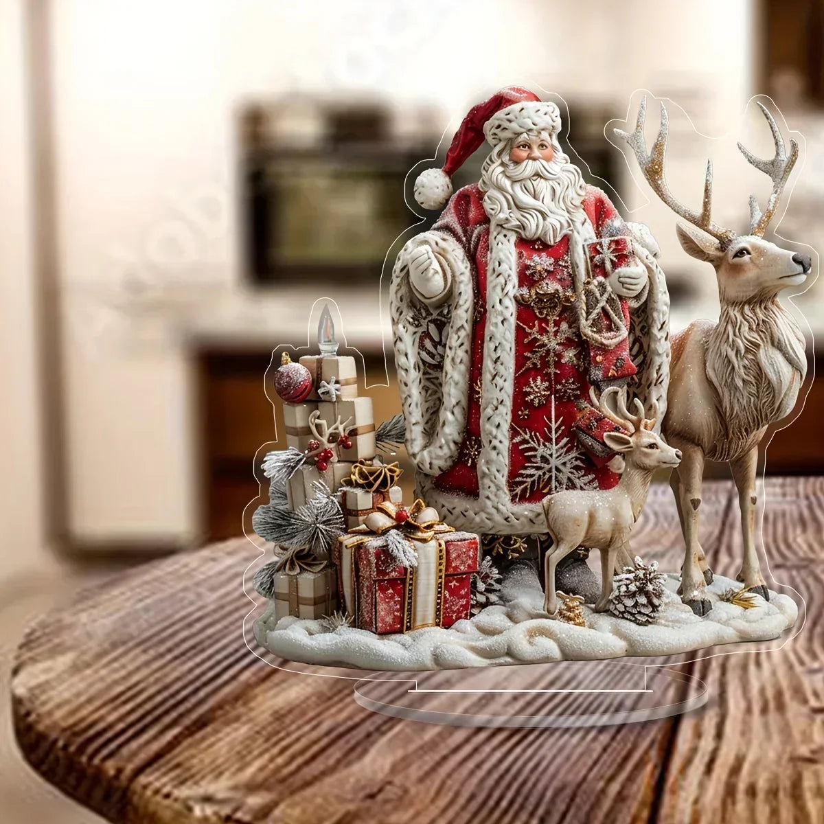 Festive Christmas decoration | Reindeer sleigh with Santa | 2D design for any occasion
