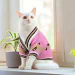 Gestreifter Strickpullover für Hunde – warmes Cardigan