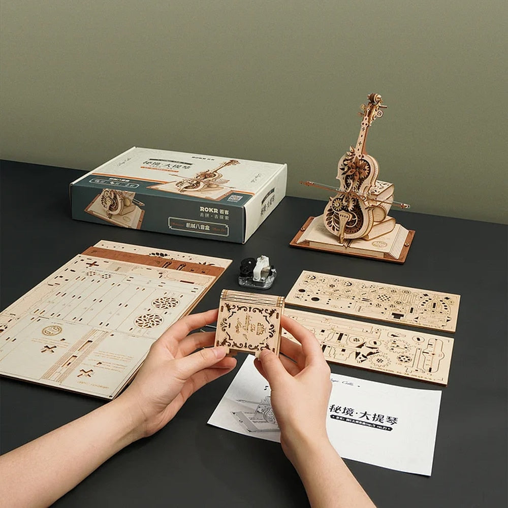 3D Mechanisches Holzpuzzle Cello – Magisches Spielzeug