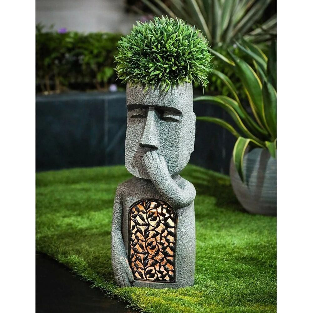 Sunny Blossom Friend | Solar LED Flower Pot with Face Motif
