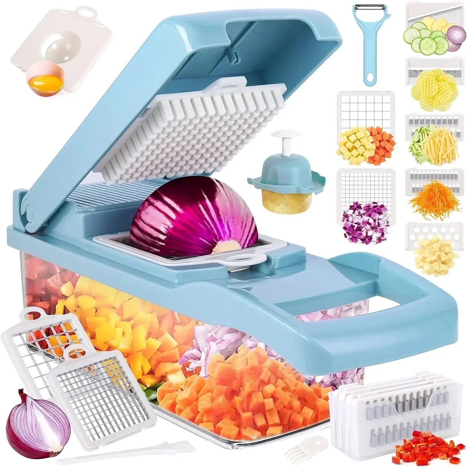 Küchenprofi | 12-in-1 Vegetable Chopper | 7 Stainless Steel Blades, Non-Slip & BPA-Free | For Versatile Vegetable Preparation