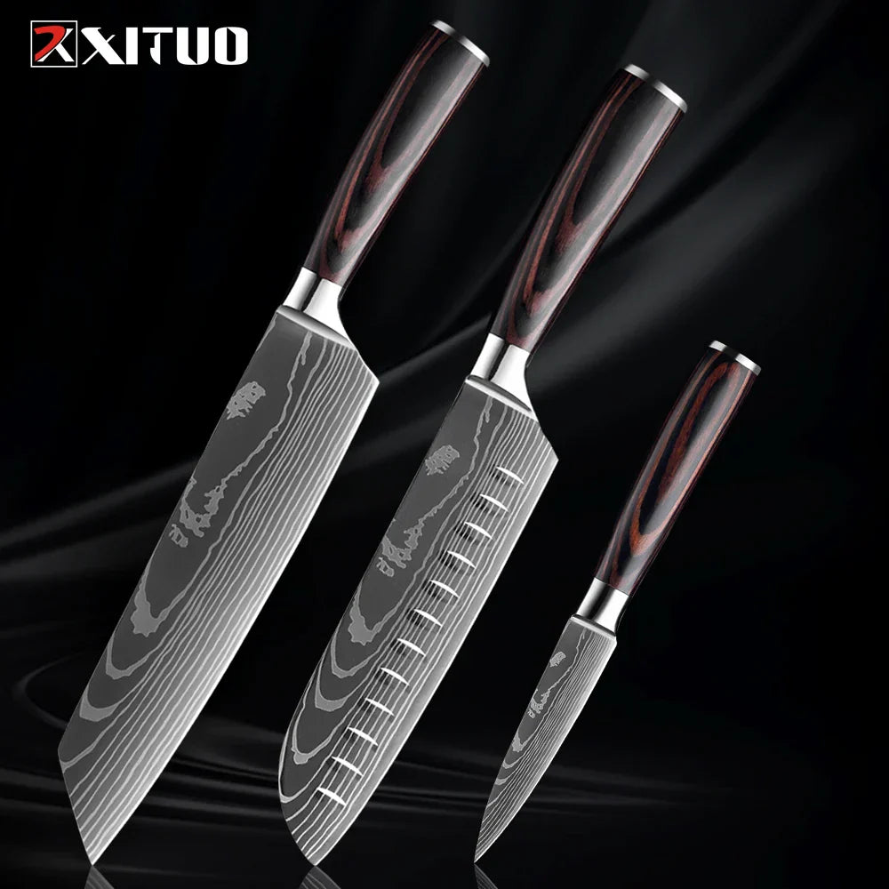 Edelstahl Küchenmesser Set von Nahria - 1-9 Teile mit Ergonomischen Griffen