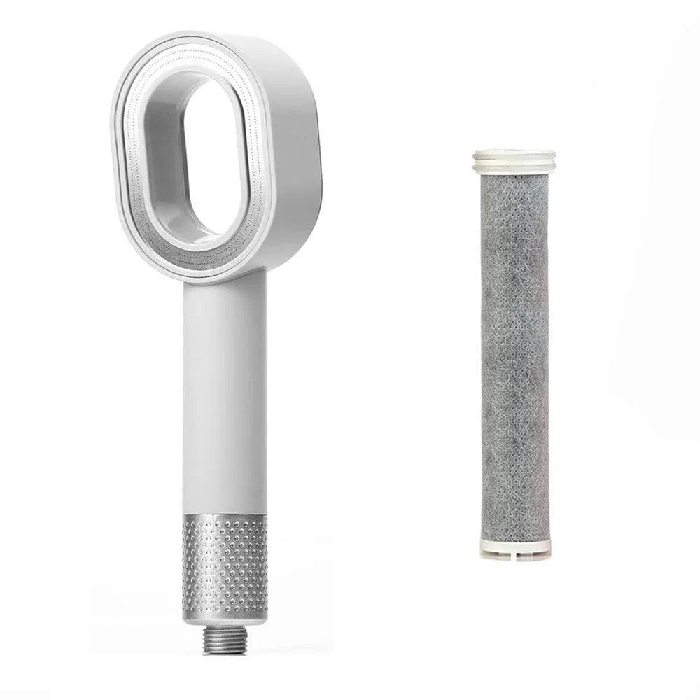 Wasserfilter-Duschkopf AquaGlow – Hochdruck, wassersparend, rundes Handmodell