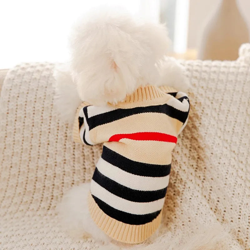 Gestreifter Strickpullover für Hunde – warmes Cardigan