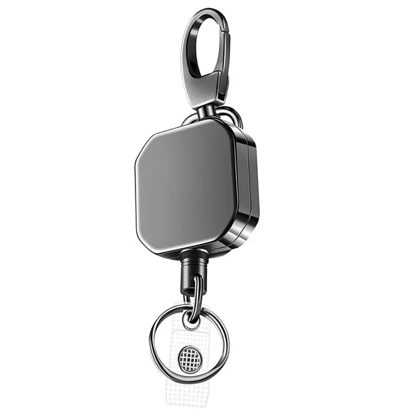 Metall Schlüsselanhänger mit ausziehbarem Karabiner und Stahlseil – Sicherheitsrolle 71,8 cm