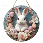 Spring Awakening – Charming Wooden Bunny Sign for Your Door