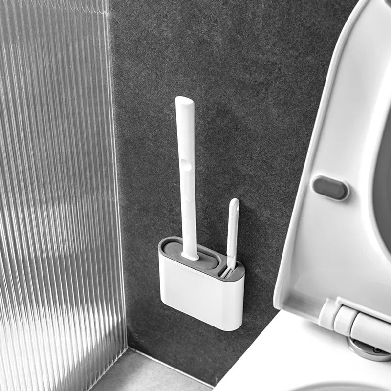 Hygienische Silikon-Toilettenbürste mit Wandhalterung