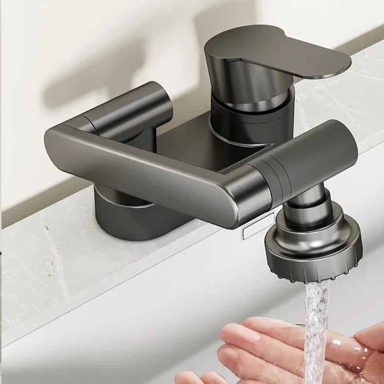 Duo-Flex Waschbeckenmischer mit 360° drehbar – Zwei-Loch-Armatur für Warm- und Kaltwasser