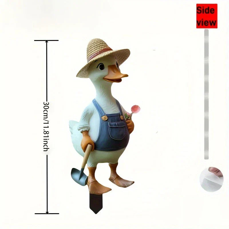 Cheerful duck figure for the garden | Weatherproof decorative stake