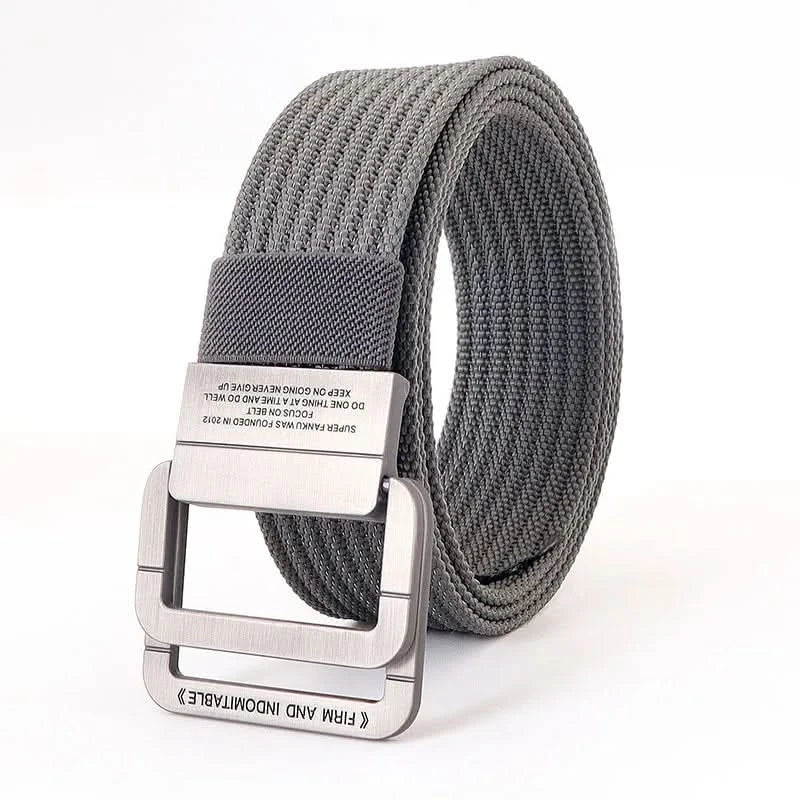 FlexiBelt | Unisex Canvas Gürtel – Doppelt Metallring Schnalle, Verstellbar