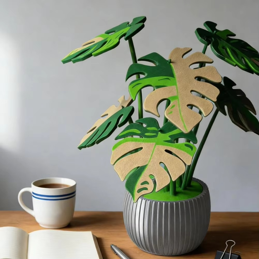 Stylischer Untersetzer mit Kunstpflanze – Eleganter Schutz für Ihre Flächen