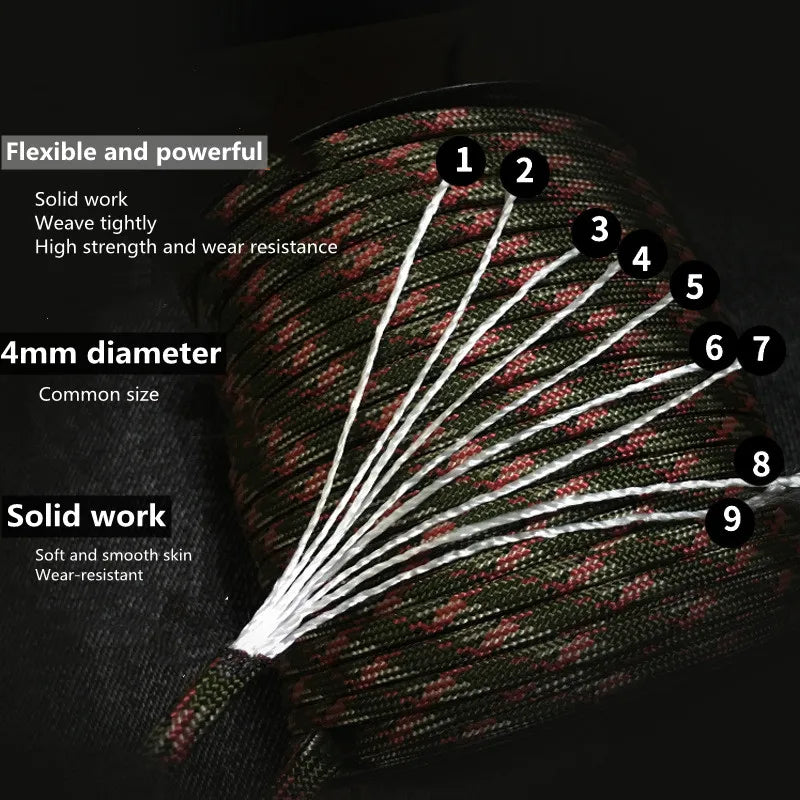 Robustes Outdoor-Seil 4 mm mit 9 Kernen - 295 kg Tragkraft