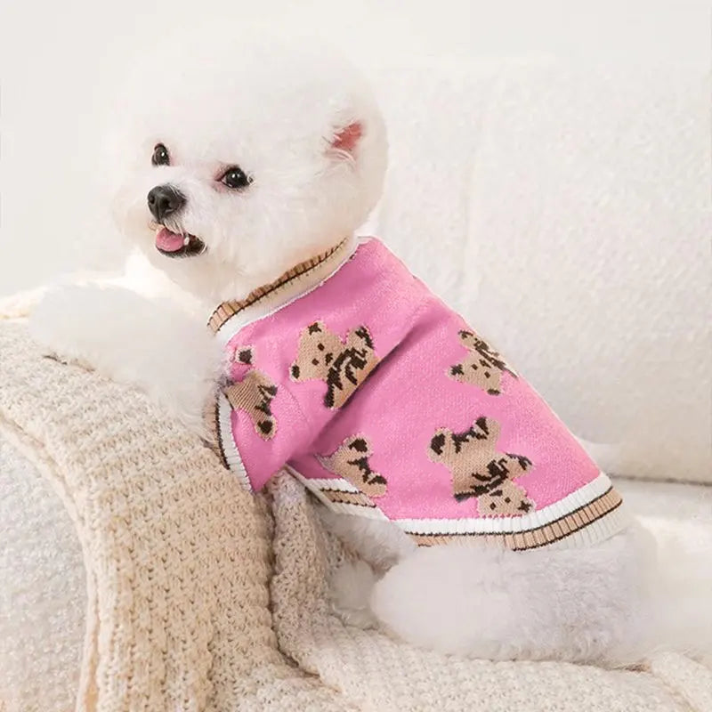 Gestreifter Strickpullover für Hunde – warmes Cardigan