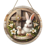 Spring Awakening – Charming Wooden Bunny Sign for Your Door