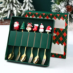 Weihnachtsbesteck Set mit Goldlöffel und Gabel im Santa Claus Design