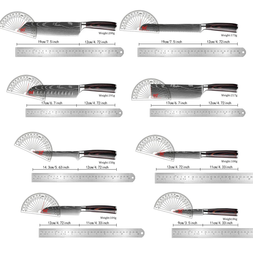 Edelstahl Küchenmesser Set von Nahria - 1-9 Teile mit Ergonomischen Griffen