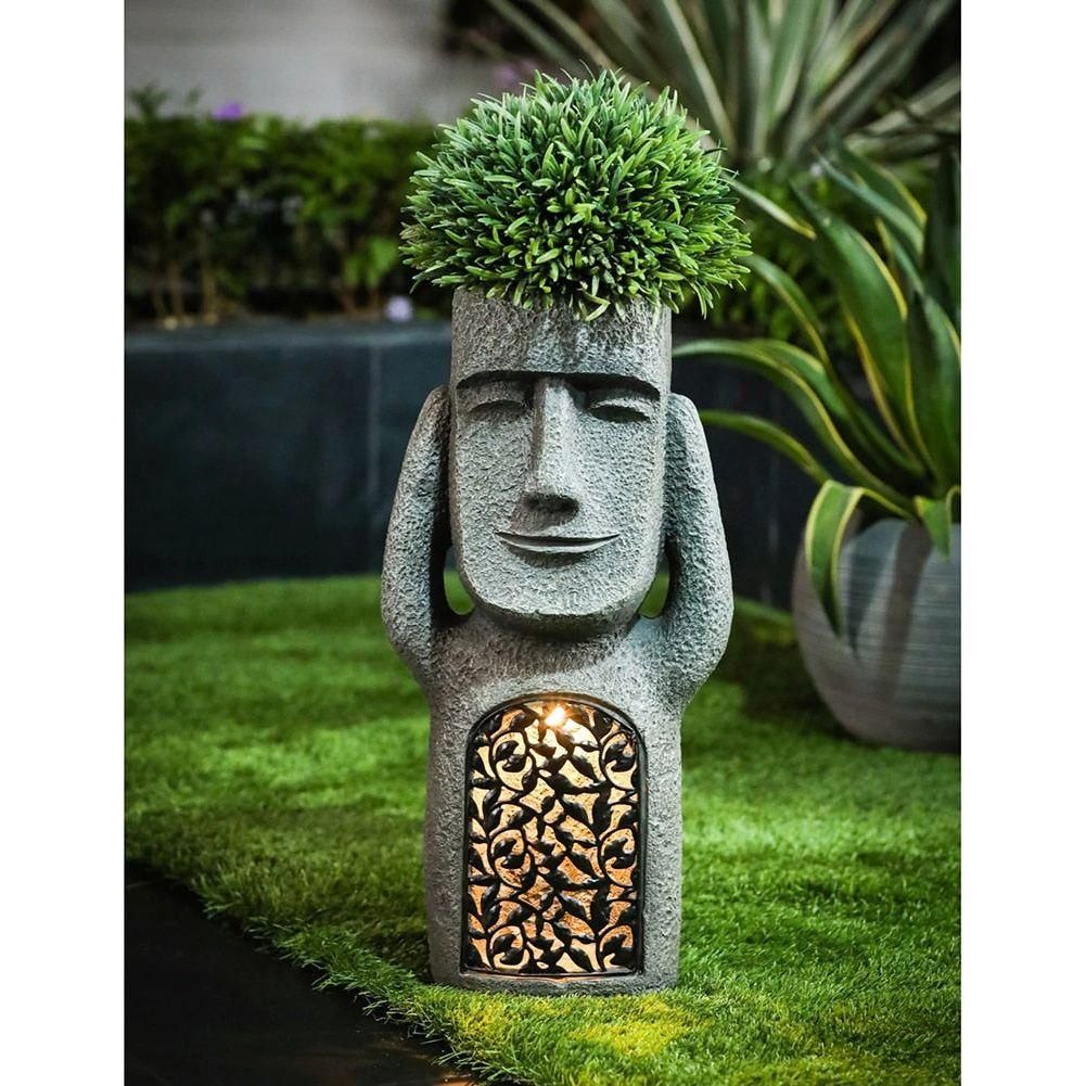 Sunny Blossom Friend | Solar LED Flower Pot with Face Motif