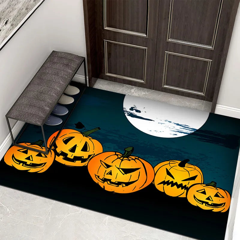 Gruseliger Halloween Fußmatte – Rutschfeste Türmatte mit Kürbis und Geist für den Eingangsbereich