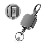 Metall Schlüsselanhänger mit ausziehbarem Karabiner und Stahlseil – Sicherheitsrolle 71,8 cm