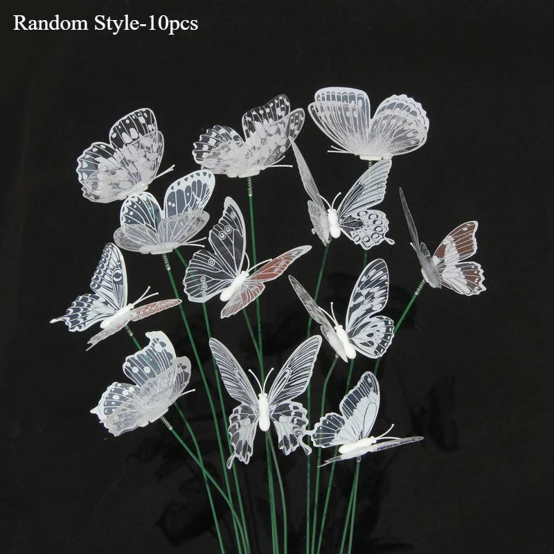 Lively Butterfly Stakes for Garden and Decoration - Set of 10