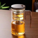 Glas Teekanne mit Holzgriff – Luxus Teefilter