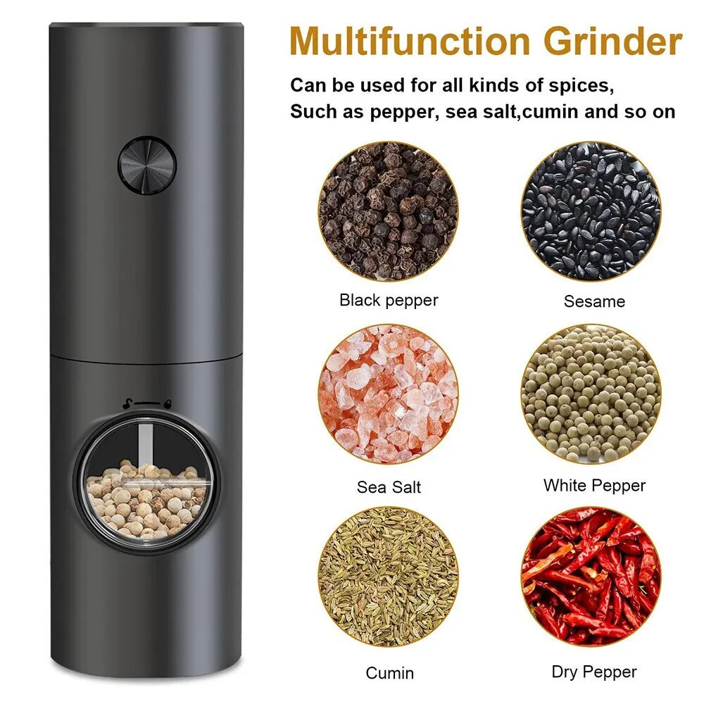 Electric Salt and Pepper Grinder Set – 2 Pack, Adjustable