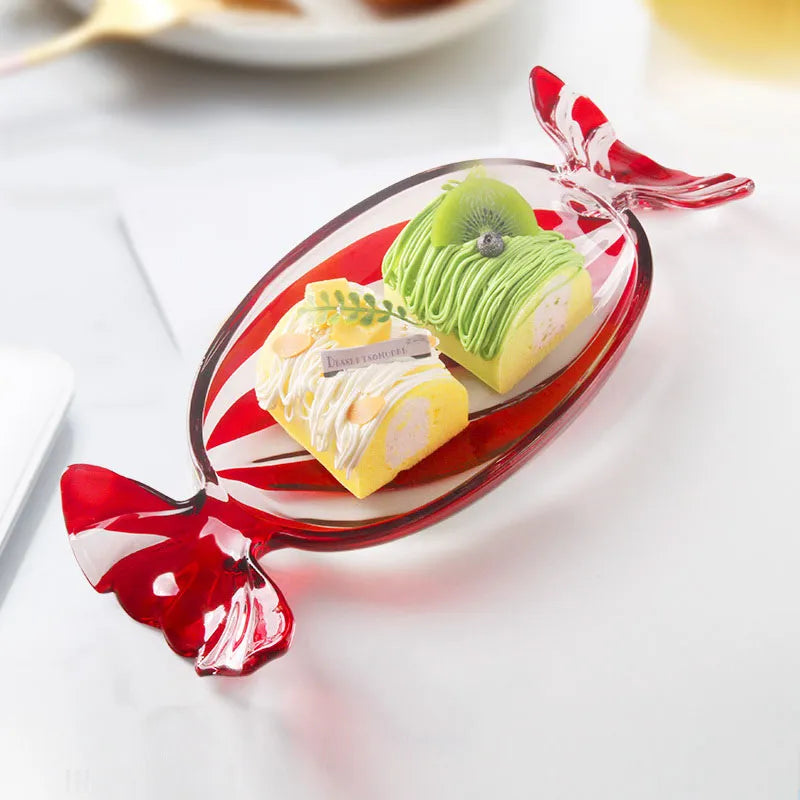 Glas Snackteller in Bonbonform