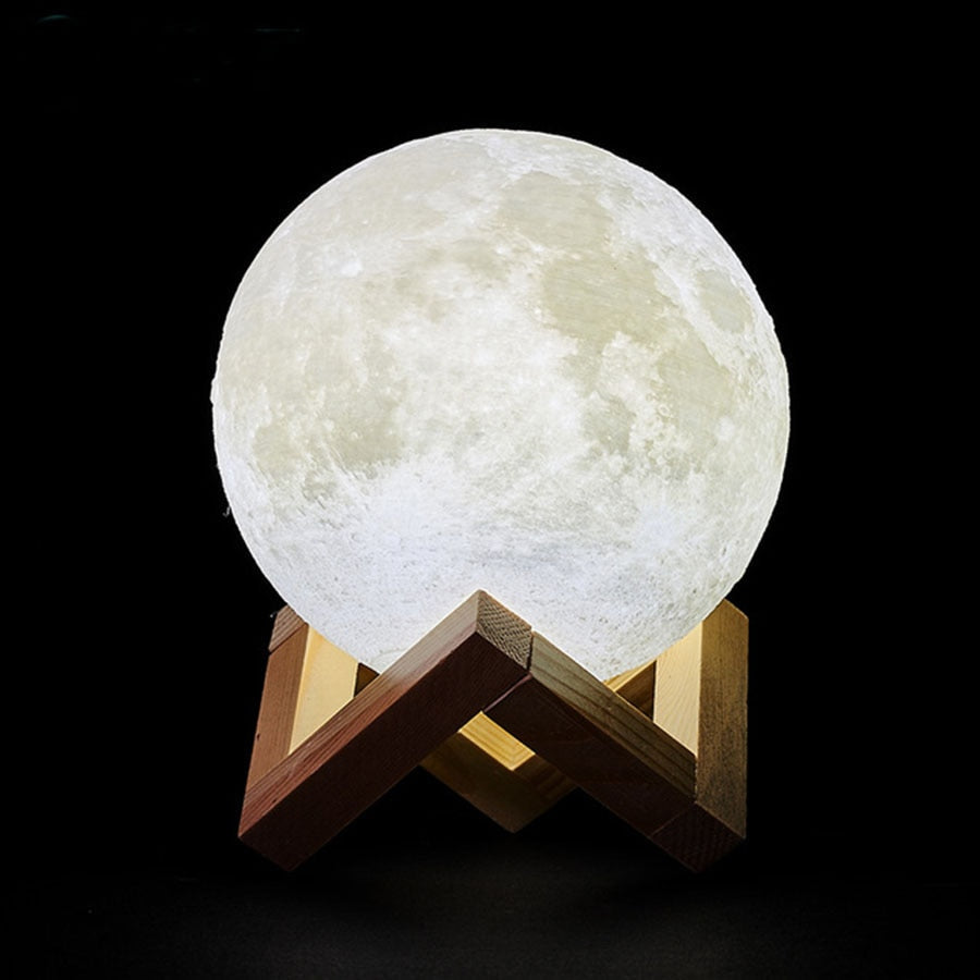 Mondlicht mit Holzfuß – 16 Farben & Dimmfunktion