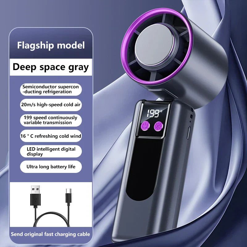 CoolBreeze Handheld Fan with Cooling Function | USB Powered | Digital Display | 3 Speed Modes