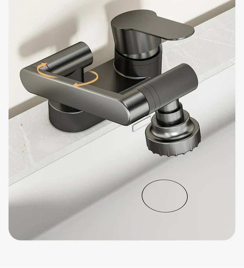 Duo-Flex Waschbeckenmischer mit 360° drehbar – Zwei-Loch-Armatur für Warm- und Kaltwasser