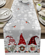 Weihnachtlicher Tischläufer mit Schneemann- und Schneeflocken-Muster – Eleganter Leinenläufer