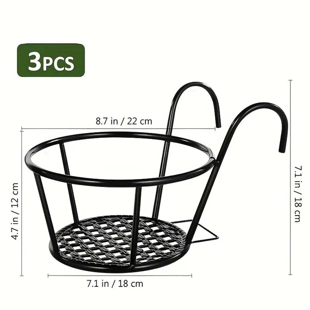 Praktische Blumentopf-Halterungen für den Balkon – 3er Set