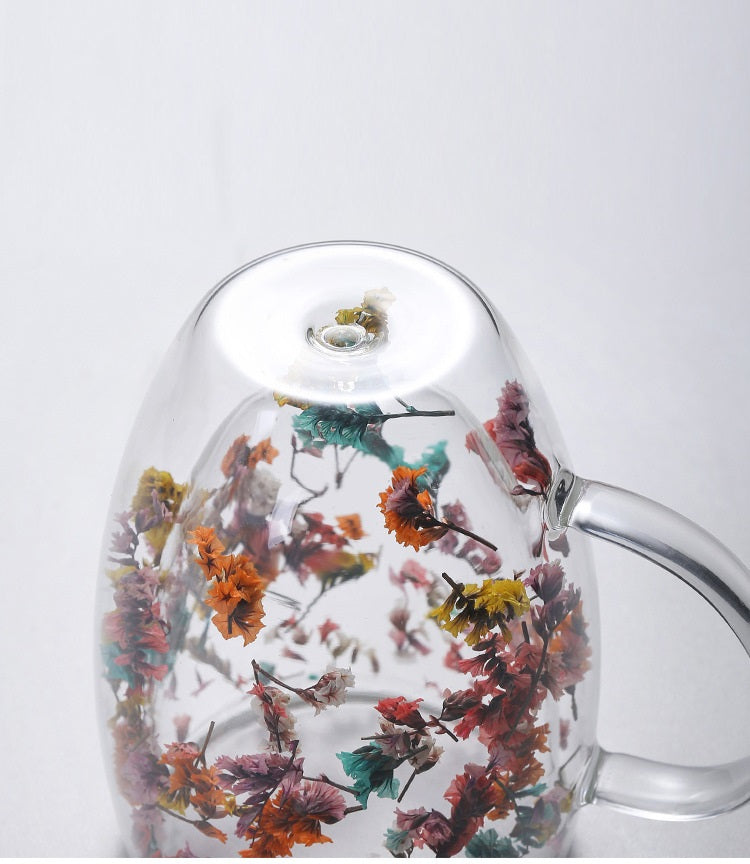 Doppelt wandige Glasbecher für getrocknete Blumen