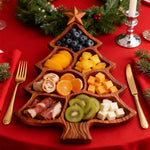 Festive Wooden Serving Tray with Practical Compartments | Set of 2