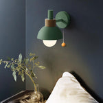 Playful Wall Lamp in Pastel Colors – Wooden Base & Iron Lampshade