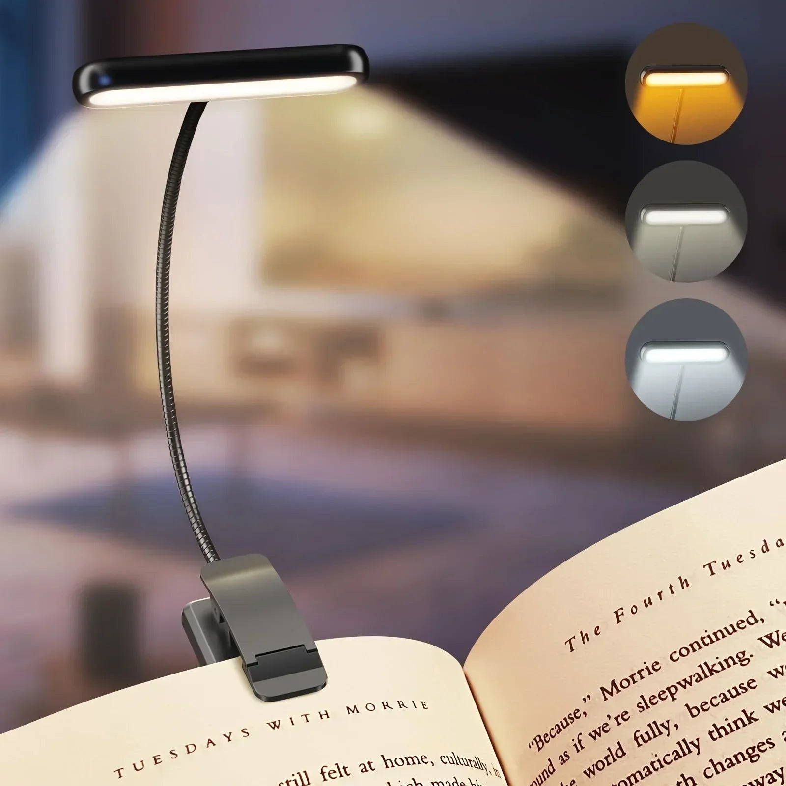 Rechargeable LED Reading Lamp with Flexible Arm and Clip