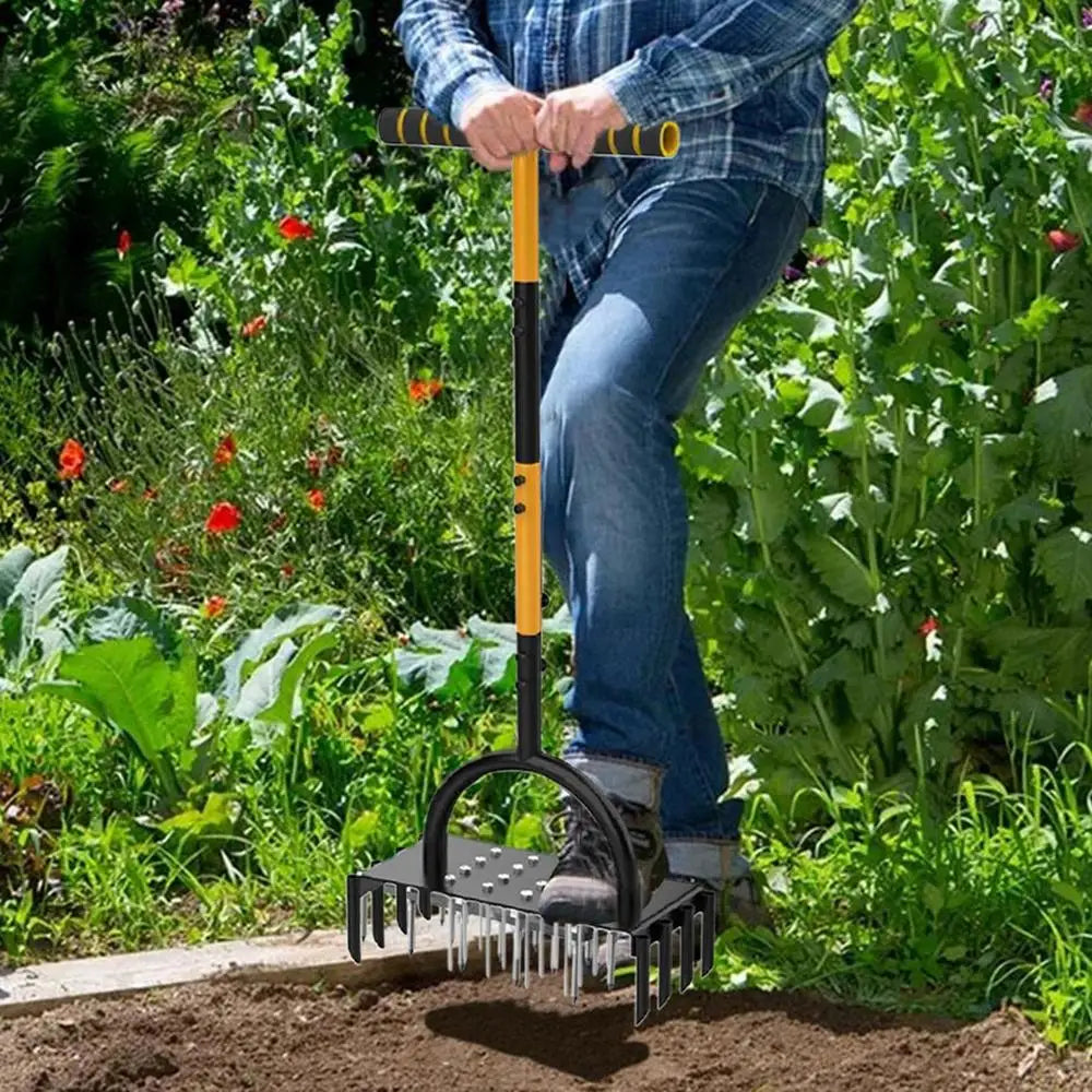 Lawn Aerator Pro | Manual Lawn Aeration with Steel Spikes | 16 Spikes & 8 Hollow Corers | For a Flourishing Garden
