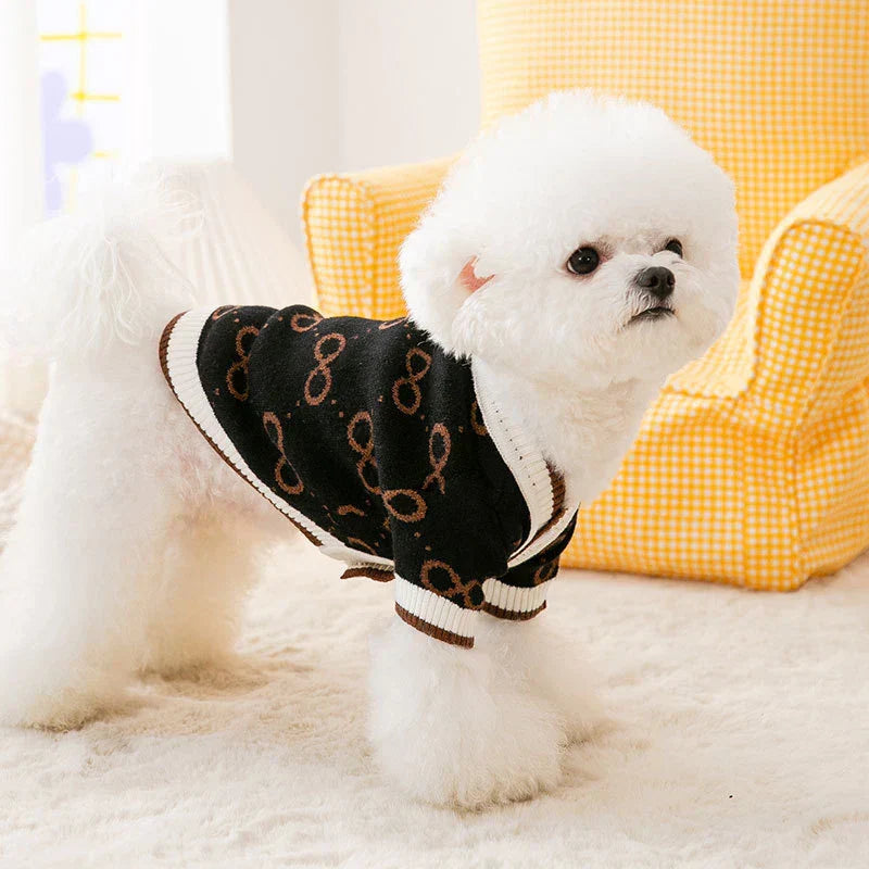 Gestreifter Strickpullover für Hunde – warmes Cardigan