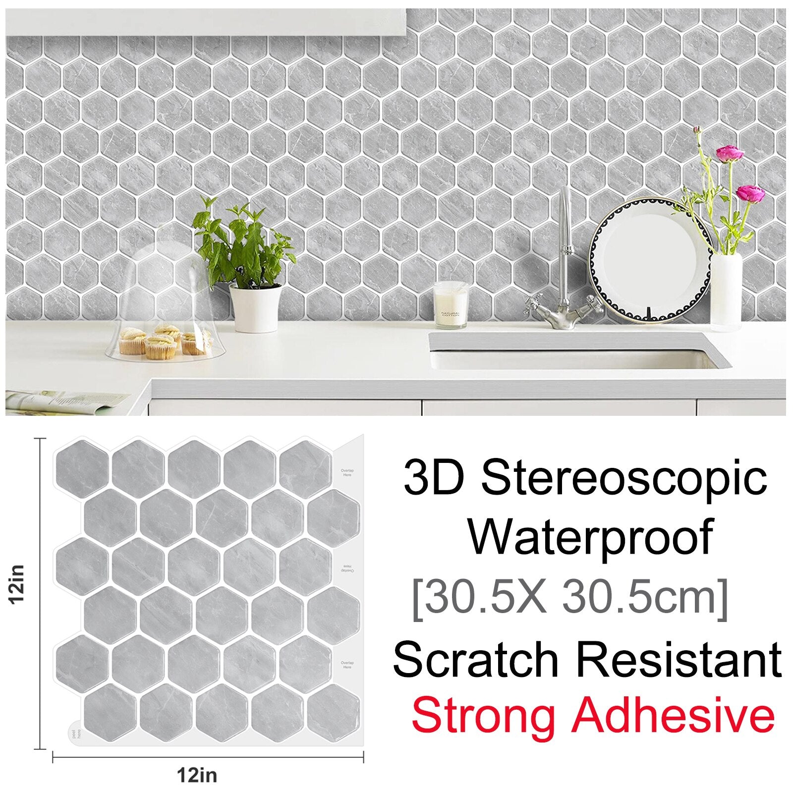 3D Selbstklebende Hexagonale Wanddekorationsplatten | HexaStyle