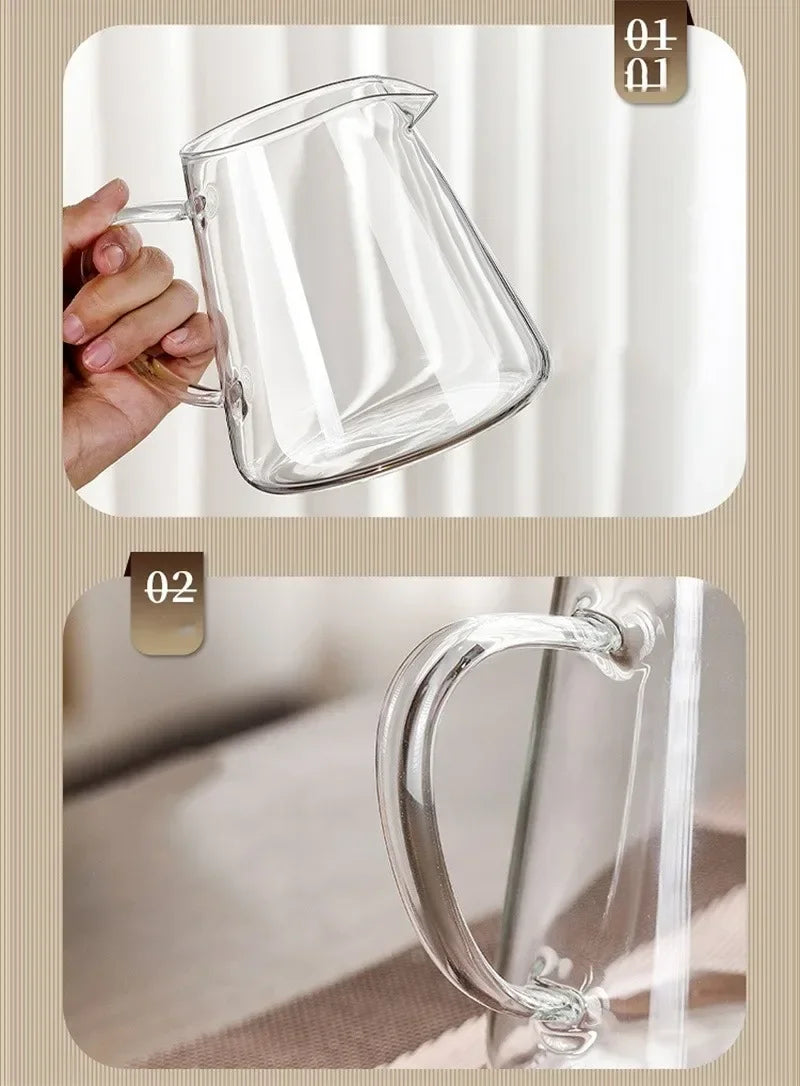 Elegant teapot made of heat-resistant glass with a stainless steel filter