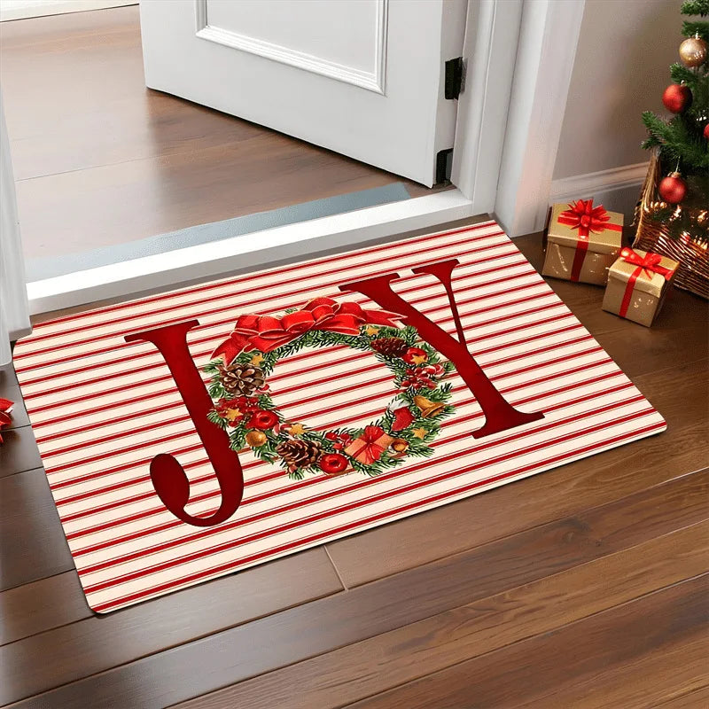 Festive Doormat for Christmas | Gingerbread & Santa Design | Non-Slip & Washable